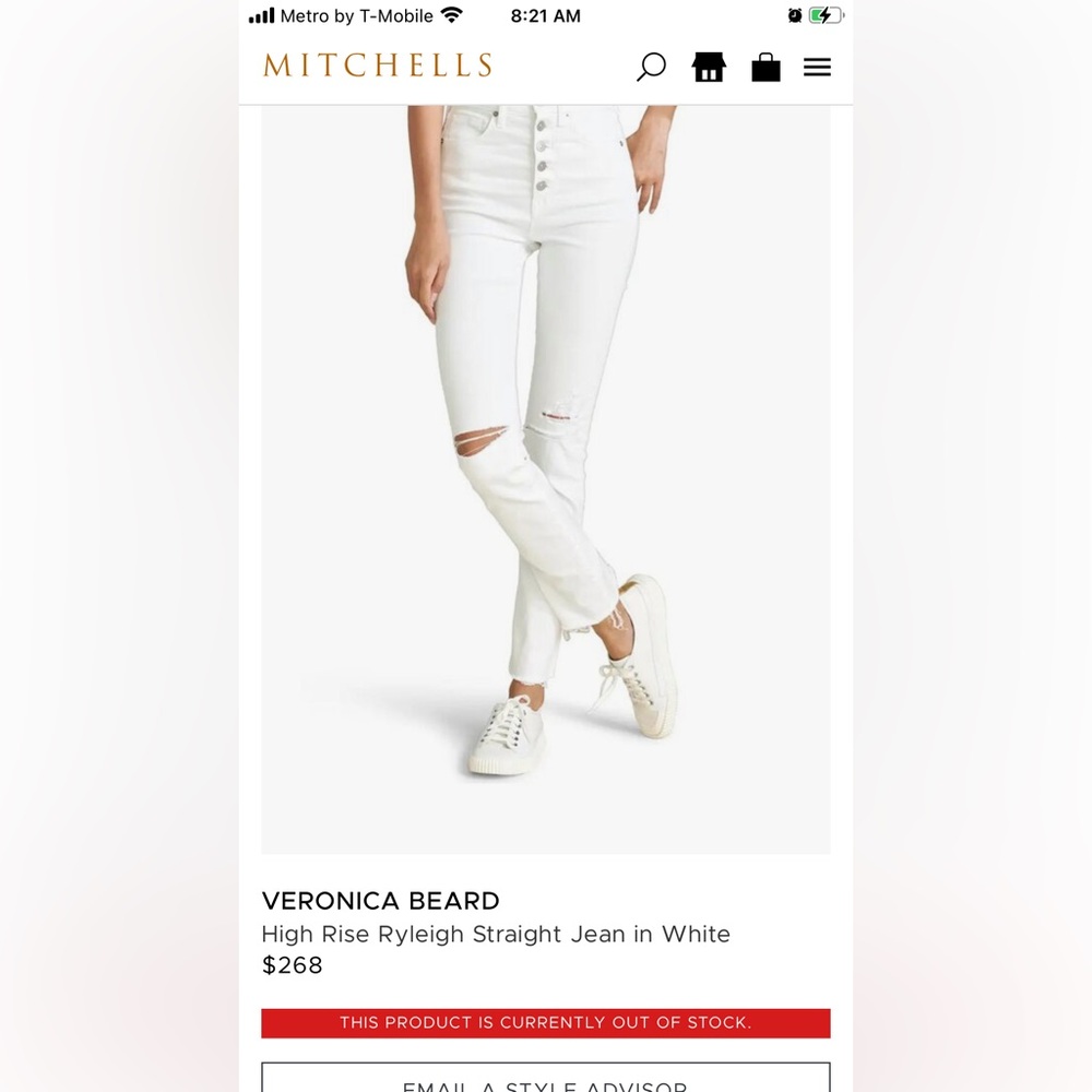 RETAILS FOR $275 NEW Veronica Beard jeans size 26” waist size 2 Distressed Jeans